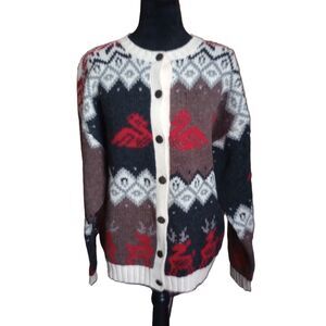 Woolrich 100% Pure Wool Vintage Woman's Size XLarge Fair Isle Cardigan